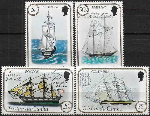 1983 Tristan da Cunha Sailing ships 4v. II MNH Yv n. 323/26