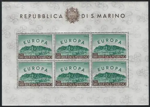 1961 San Marino Lire 500 Europa MS MNH Sassone n. 23