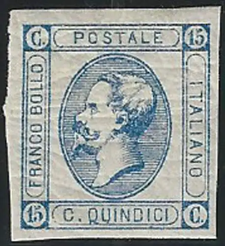 1863 Italia VE II 15c. Matraire I tipo screpolata MNH Sassone n. 12