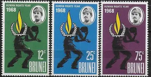 1968 Brunei Human Rights Year 3v. MNH SG n. 163/65