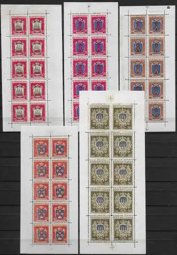 1945-46 San Marino Coat of Arms MS 5v. MNH Sassone n. 1/5