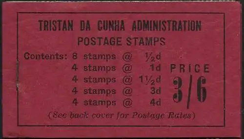 1958 Tristan da Cunha stamp booklet MNH SG n. SB2