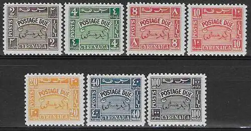 1950 Cyrenaica Self-Administration postage due 7v. MNH Sassone n. 1/7