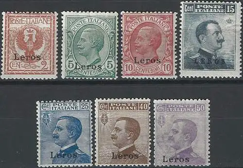 1912 Egeo Lero ordinaria 7v. MNH Sassone n. 1/7