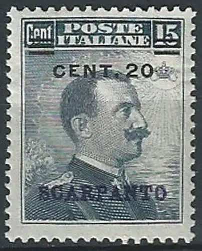 1916 Egeo Scarpanto 20c. su 15c. MNH Sassone n. 8