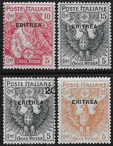 1916 Eritrea Croce Rossa 4v. MNH Sassone n. 41/44