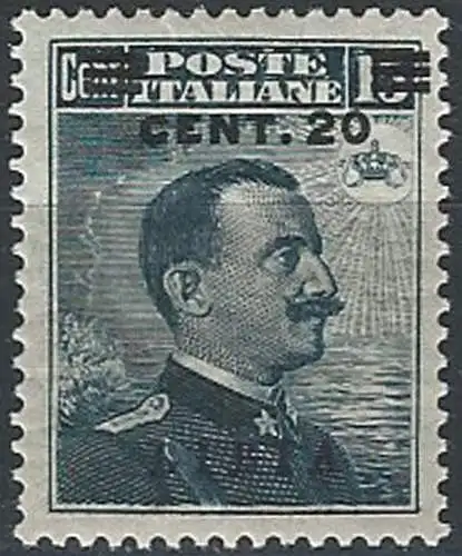 1916 Libia 20c. su 15c. bc. grigio MNH Sassone n. 17