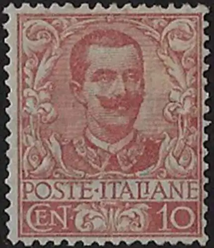 1901 Italia VE III 10c. carmine dc MNH Sassone n. 71