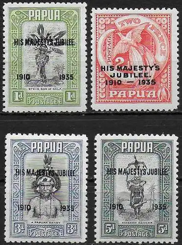 1935 Papua Silver Jubilee 4v. MNH SG n. 150/53