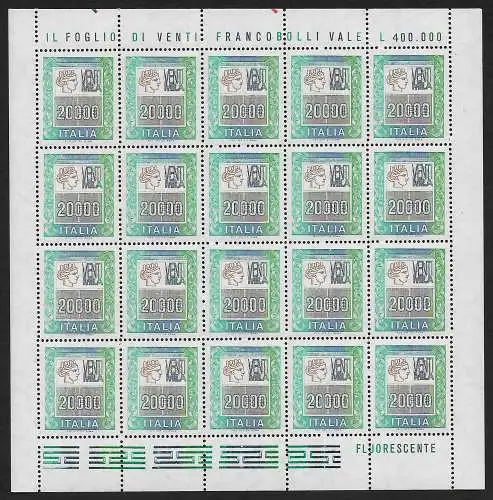 1987 Italia Siracusana high values L. 20.000 MS Unificato n. 1442B