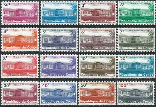 1964 Congo Palazzo della Nazione 16v. MNH Yvert n. 551/566