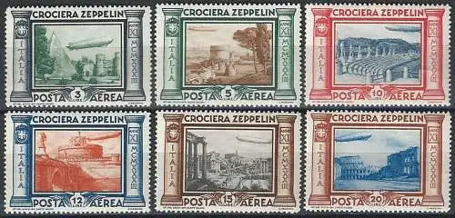 1933 Italia aerea Zeppelin 6v. MNH Sassone n. 45/50