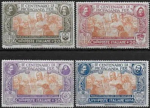 1923 Italia Propaganda Fide 4v. MNH Sassone n. 131/34