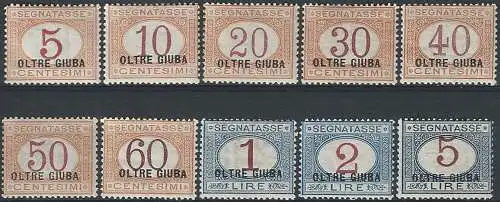 1925 Oltre Giuba segnatasse 10v. MNH Sassone n. 1/10