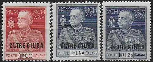 1925-26 Oltre Giuba Giubileo 3v. MNH Sassone n. 18/19+23