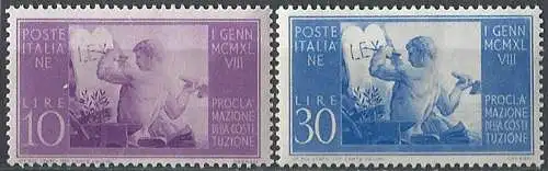 1948 Italia Costituzione MNH Sassone n. 578/79