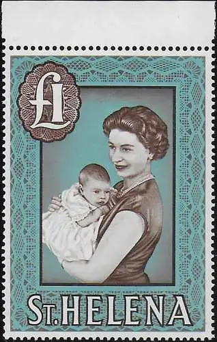 1965 St. Helena £ 1 chalk-surfaced paper sm MNH SG n. 189a