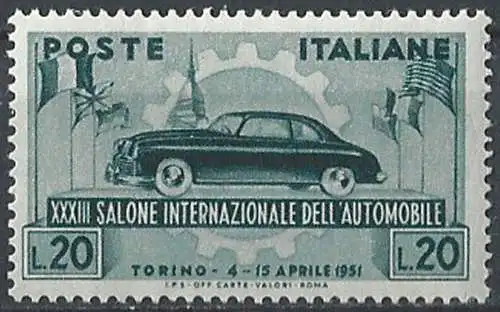 1951 Italia Auto Torino MNH Sassone n. 655