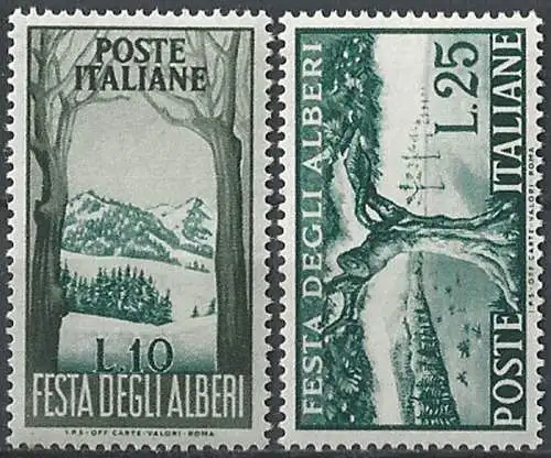 1951 Italia festa degli alberi 2v. MNH Sassone 680/81