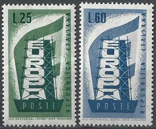 1956 Italia United Europe 2v. MNH Sassone 803/04