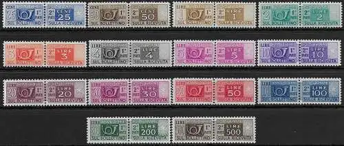 1946-51 Italia postal paecels 14v. bc MNH Sassone n. 66/78+80