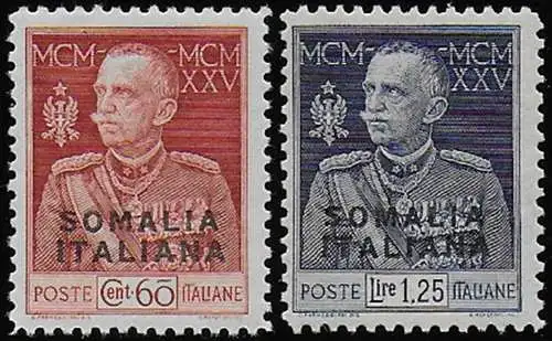 1925-26 Somalia Giubileo 2v. p. 11 MNH Sassone n. 67+69