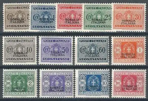 1934 Somalia segnatasse d'Italia sopr. MNH Sass. n. Tx 52/64