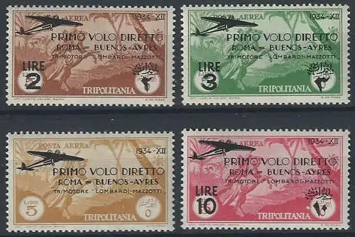 1934 Tripolitania Roma-Buenos Aires 4v. MNH Sassone n. A30/33