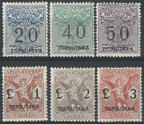 1924 Tripolitania segnatasse per vaglia 6v. MNH Sassone n. Tv 1/6