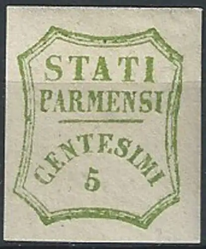 1859 Parma 5c verde giallo MNH Sassone n. 13