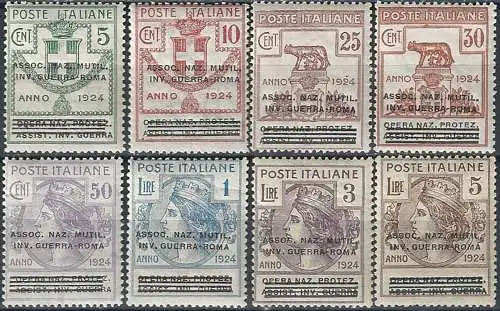 1924 Italia Parastatali overprinted 8v. MNH Sassone n. 70/77