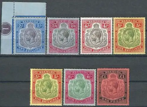 1918-22 Bermuda Giorgio V 7v. MNH SG n. 51b/55+53d