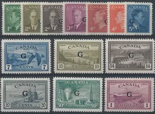 1950 Canada Official Stamps 13v. MNH SG n. O178/90