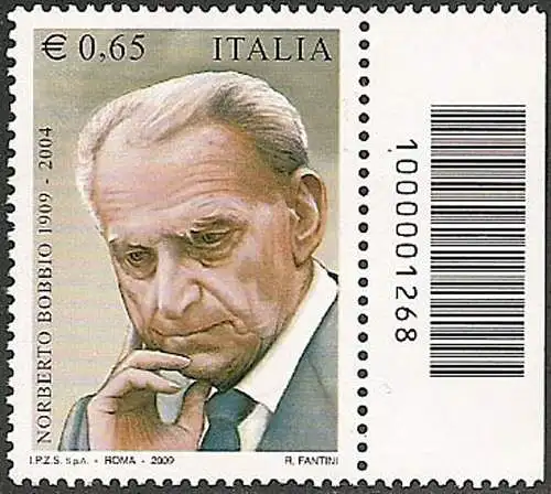 2009 Italia Norberto Bobbio codice a barre MNH Unif. 3175cb