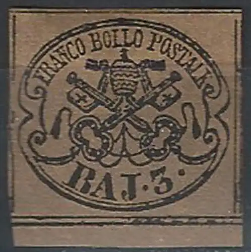 1852 Stato Pontificio 3 baj giallo/cromo MNH Sassone n. 4Ab