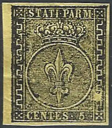 1852 Parma 5c. giallo arancio bf MNH Sassone n. 1