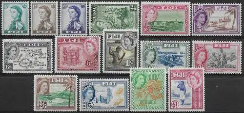 1954-59 Fiji Elizabeth II 15v. MNH SG n. 280/95