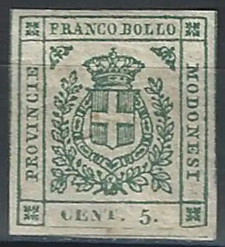 1859 Modena 5c. verde MH Sassone n. 12