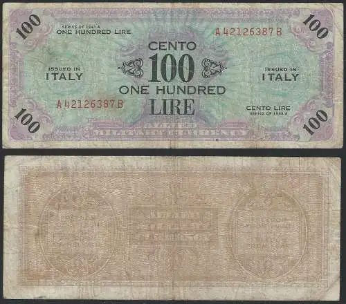 1943-45 AM-LIRE Lire 100 serie 1943 A BB Rif. AMLI 1160 Alfa