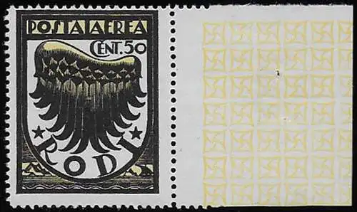 1934 Egeo Stylised wing airmail 50c. 3rd printing run bf MNH Sassone n. 30/I