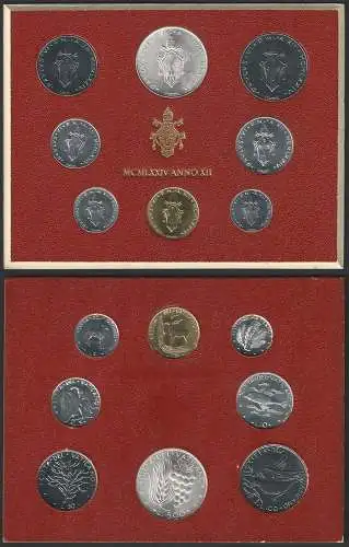 1974 Vaticano mint divisional series 8 coins FDC-BU