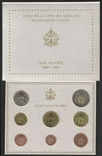 2005 Vaticano mint divisional series Vacant Seat 8 coins FDC-BU