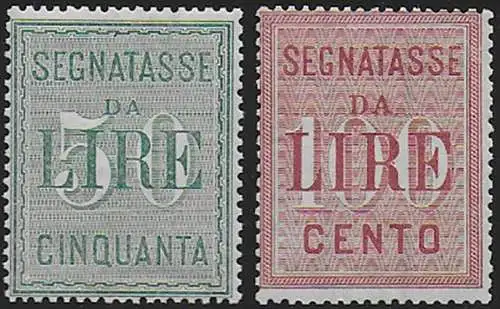 1884 Italia Segnatasse cifre bianche MNH Sass n. 15/16