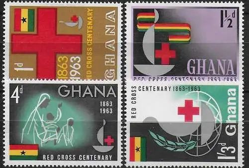 1963 Ghana Red Cross Centenary 4v. MNH SG n. 307/10