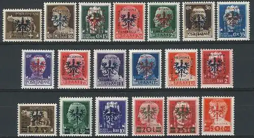 1944 Lubiana German occupation 19v. MNH Sassone n. 1/19