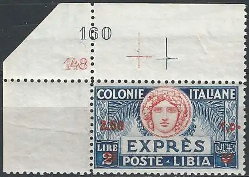 1933 Libia Exp L. 2,50 su 2 L. varietà MNH Sassone n. 13d