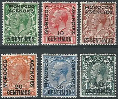 1925-31 Morocco Agencies spanish currency 6v. MH SG n. 143/48