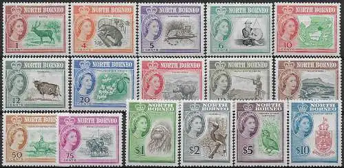 1961 North Borneo Elisabetta II 16v. MNH SG n. 391/406