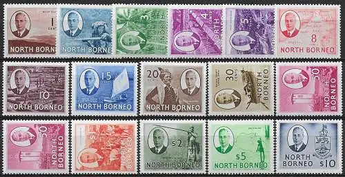 1950-52 North Borneo Giorgio VI 16v. MNH SG n. 356/70