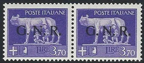 1944 Repubblica Sociale Lire 3,70 G.N.R. Verona var MNH Sassone n. 484iab+484